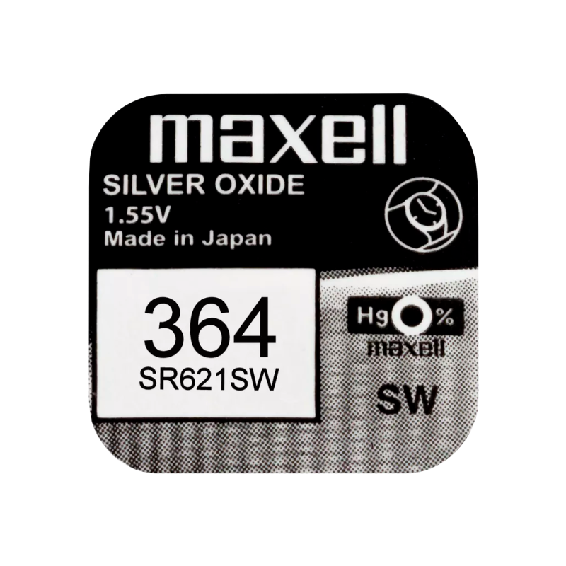 Батарейка Maxell 363/364 (SR621SW) BL1 Silver Oxide 1.55V 0%Hg (1/10/100)