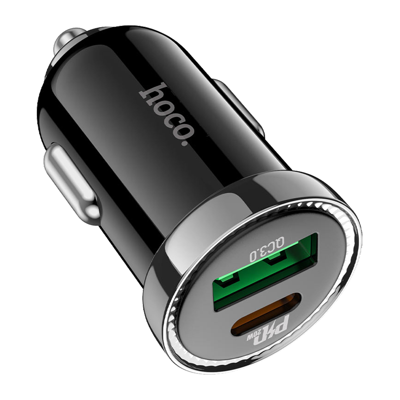 Автомобильное З/У HOCO Z44 1USB/Type-C 3.0A черный (1/12/120)
