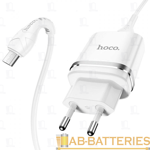 Сетевое З/У HOCO N1 1USB 2.4A с кабелем microUSB белый (1/12/120)
