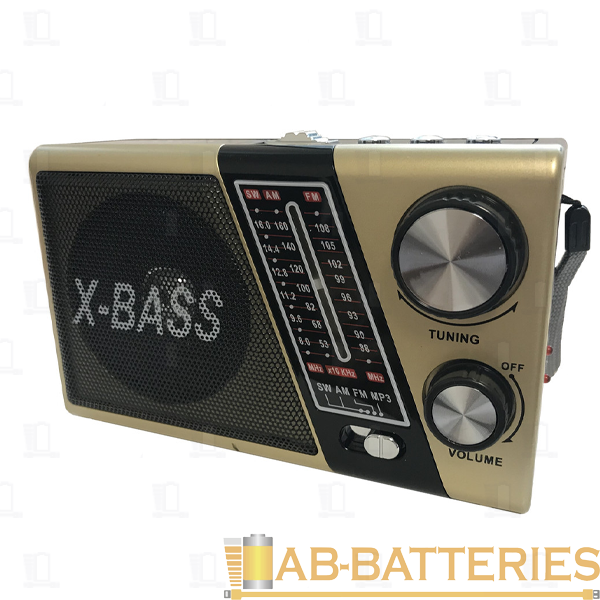 Радиоприемник Waxiba XB-752URT пластик microSD USB/Jack3.5 золотой (1/40)