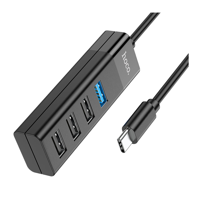 USB-Хаб HOCO HB25 4USB Type-C (m) USB3.0 0.3м черный (1/18/180)