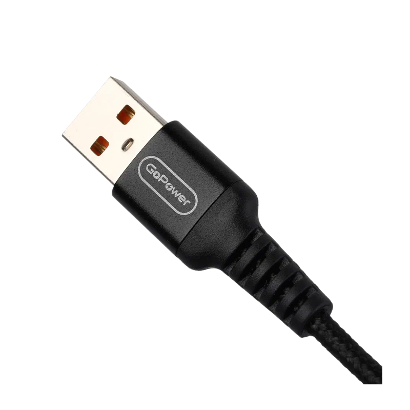 *Кабель GoPower GP02L USB (m)-Lightning (m) 1.0м 2.4A нейлон черный (1/200/800) 