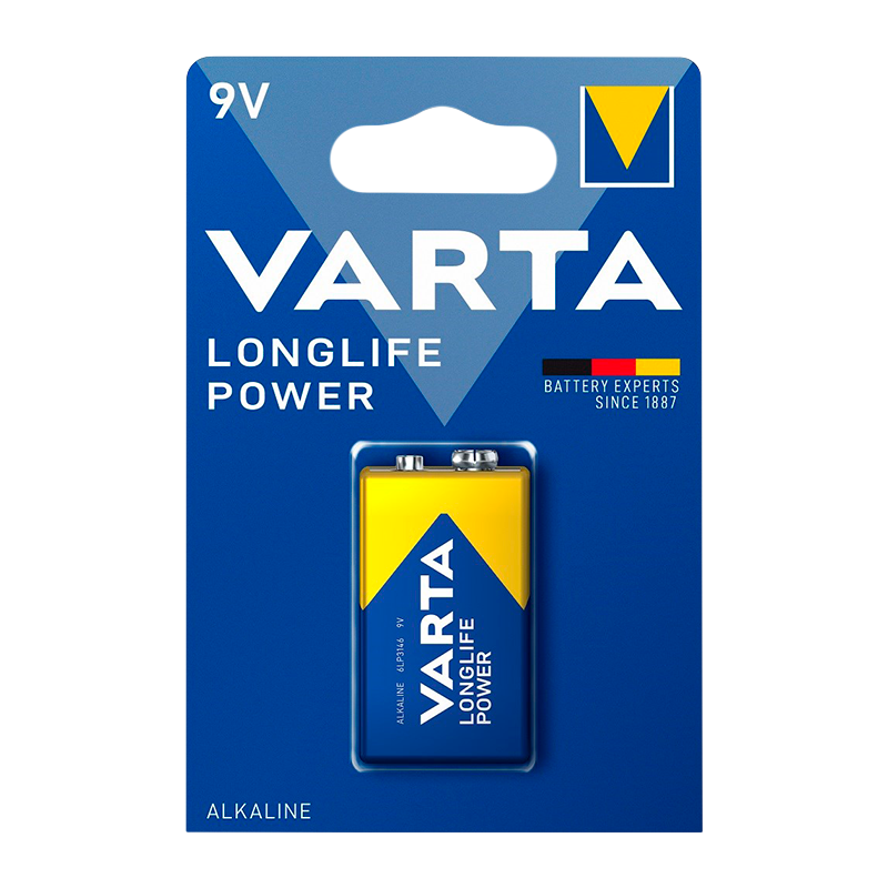 Батарейка Varta LONGLIFE POWER (HIGH ENERGY) Крона 6LR61 BL1 Alkaline 9V (4922) (1/10/50)