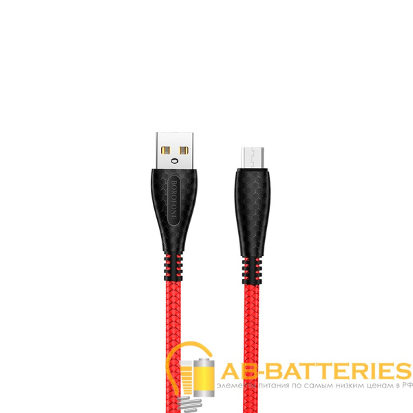 Кабель Borofone BX38 USB (m)-microUSB (m) 1.0м 2.4A TPE красный (1/360)