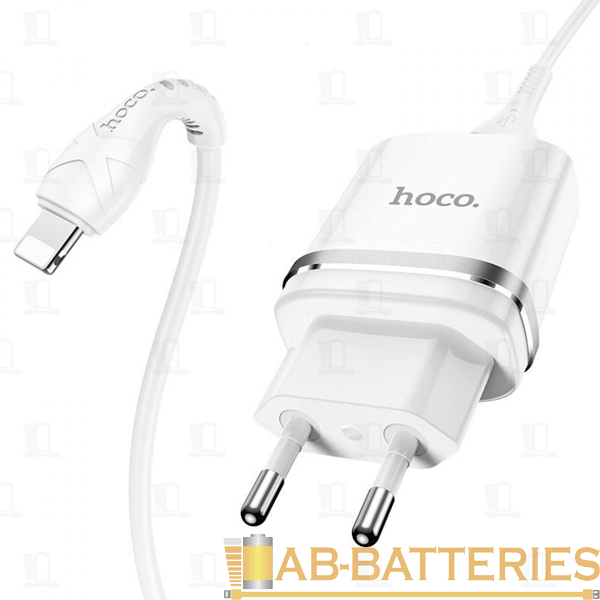 Сетевое З/У HOCO N1 1USB 2.4A с кабелем Lightning белый (1/12/120)
