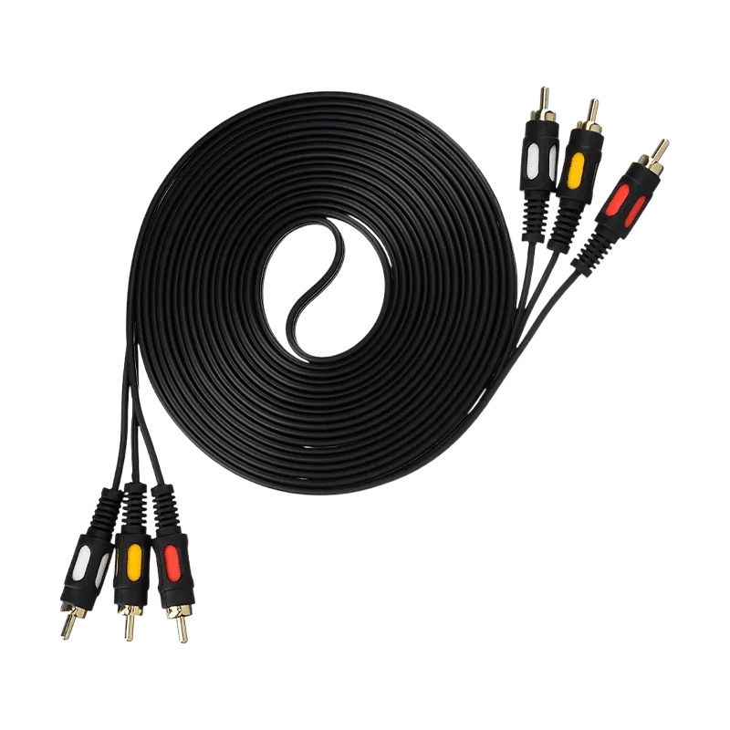 Кабель GoPower 3xRCA (m)-3xRCA (m) 5.0м ПВХ черный Premium Zip-Lock c подвесом (1/50)