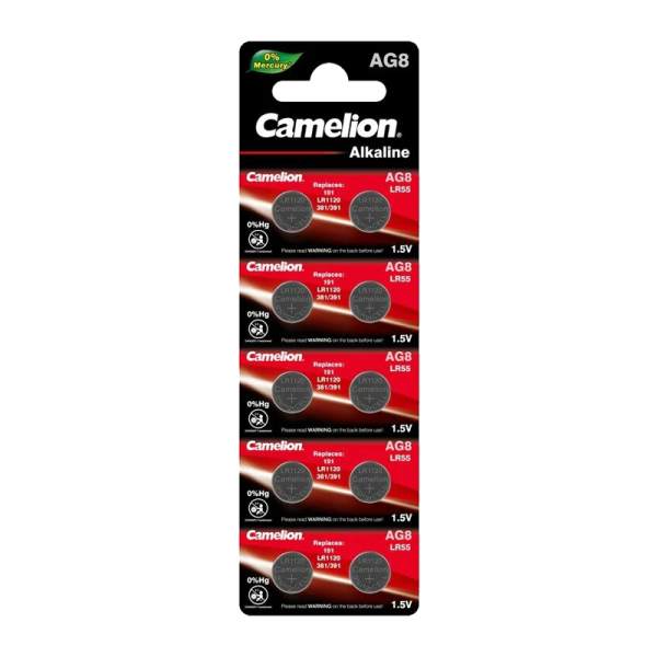 Батарейка Camelion G8/LR1120/LR55/391A/191 BL10 Alkaline 1.5V (10/100/3600)