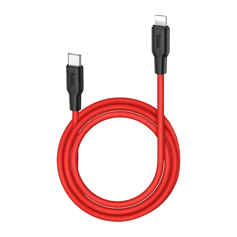 Кабель HOCO X21 Plus Lightning (m)-Type-C (m) 1.0м 3.0A 20W силикон черный красный (1/28/168)