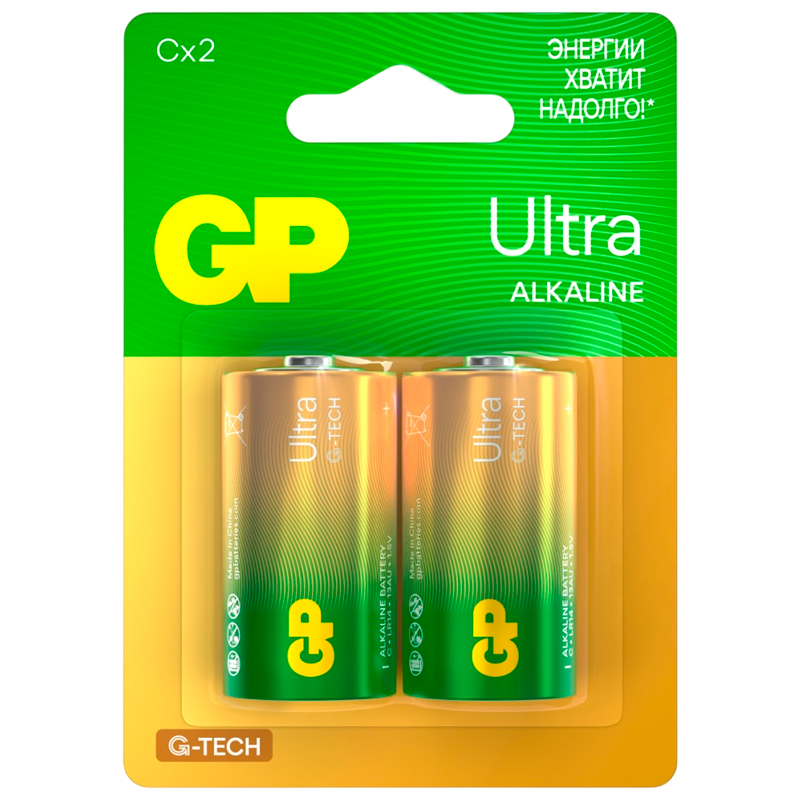 Батарейка GP ULTRA G-Tech LR14 C BL2 Alkaline 1.5V (2/20/160)