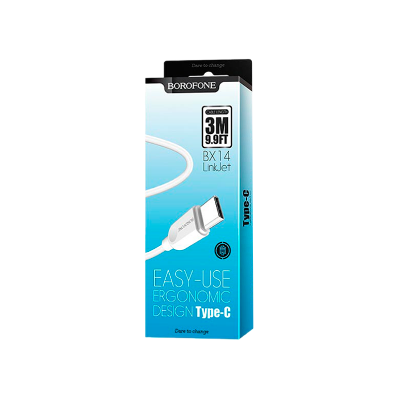 Кабель Borofone BX14 USB (m)-Type-C (m) 1.0м 2.0A ПВХ белый (1/360)