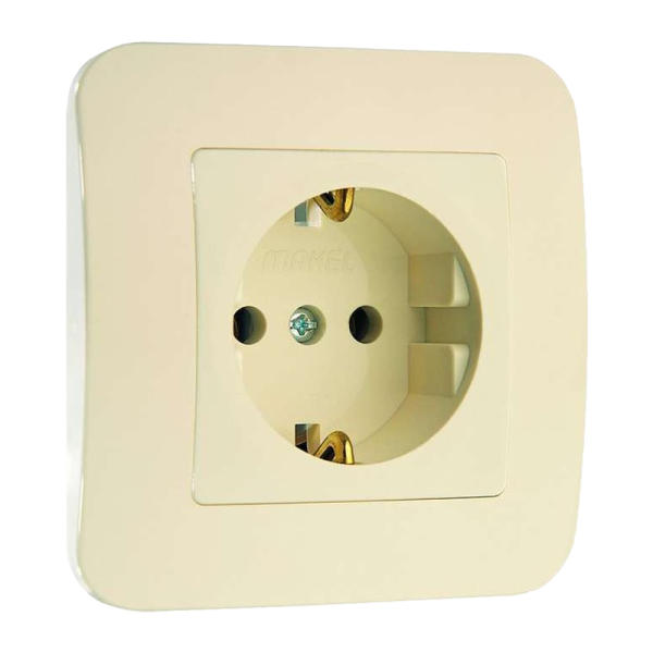 Розетка Makel Lillium 1гн. 16A С/З кремовый 70228 (1/12)