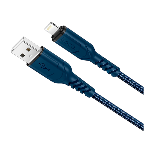 Кабель HOCO X59 USB (m)-Lightning (m) 1.0м 2.4A нейлон синий (1/30/300)