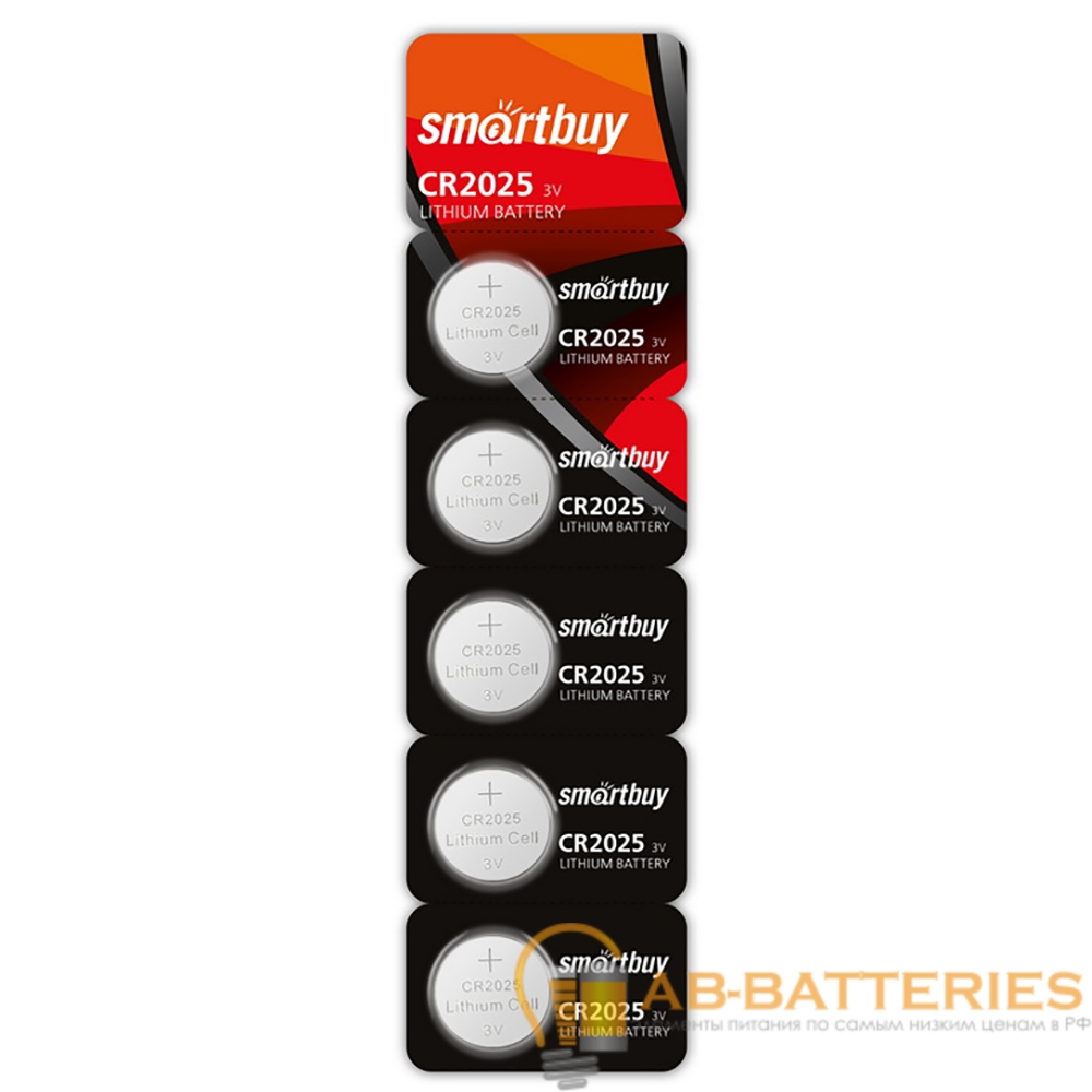 Батарейка Smartbuy CR2025 BL5 Lithium 3V (5/100/4000)