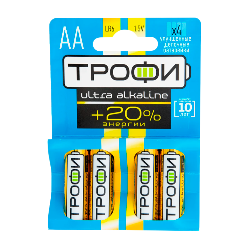 Батарейка Трофи ULTRA LR6 AA BL4 Alkaline 1.5V (4/40/640/20480)
