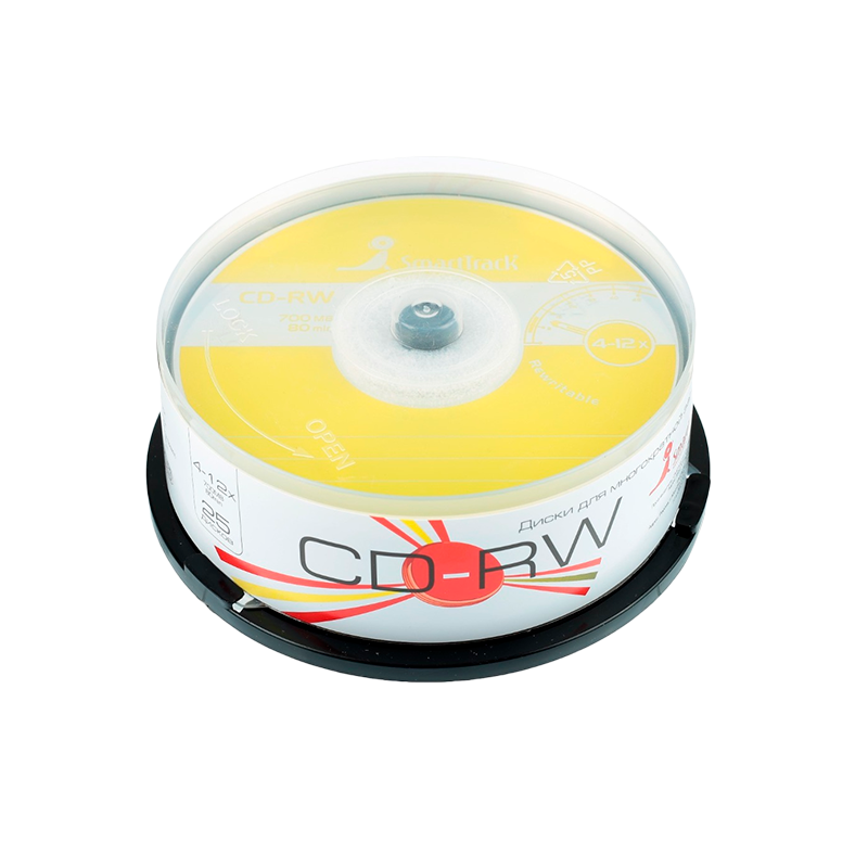 Диск CD-RW SmartTrack CB-25 700MB 4-12x 25шт. cake box (25/250)