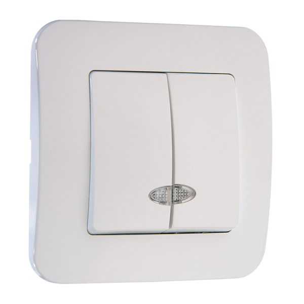 Выключатель Makel Lillium Natural 2-клав.10A пластик с подсветкой белый 55023 (1/12)