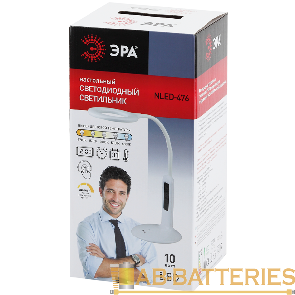 Светильник настольный ЭРА NLED-476 10W 220V на основании сенс. 5 ур.ярк. черный (1/8/72)