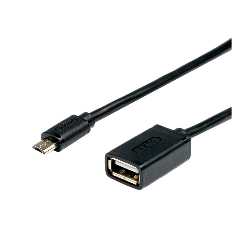 Кабель Atcom USB (f)-microUSB (m) 0.8м силикон черный (1/10/500)