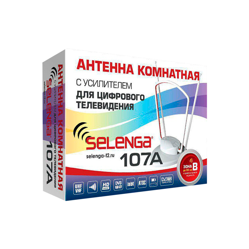 ТВ-Антенна комнатная Selenga 107A активная с питанием с усилителем DVB-T/T2 (1/20)