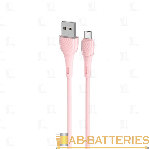 Кабель HOCO X49 USB (m)-microUSB (m) 1.0м 2.4A силикон розовый (1/31/310)