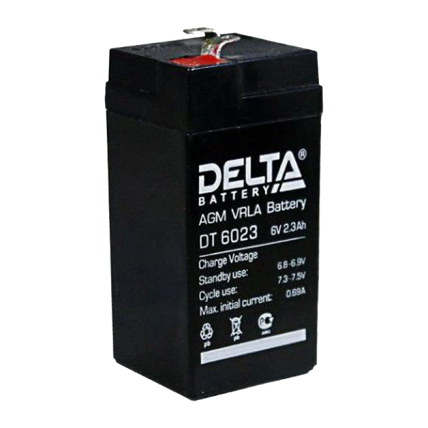 Аккумулятор свинцово-кислотный Delta DT 6023 6V 2.3Ah (1/30)
