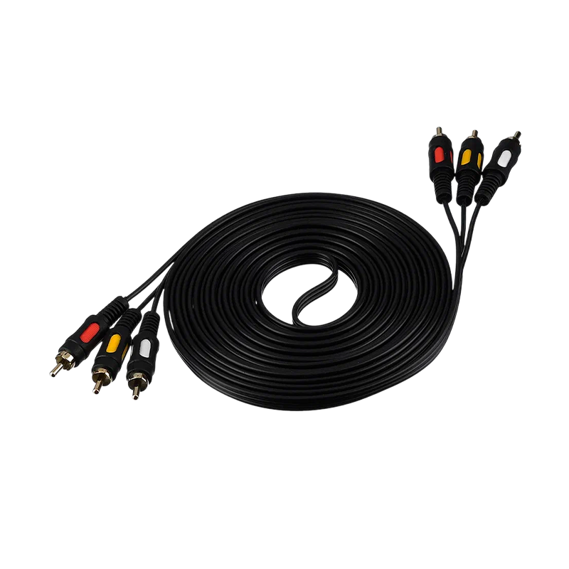 Кабель GoPower 3xRCA (m)-3xRCA (m) 5.0м ПВХ черный Premium Zip-Lock c подвесом (1/50)