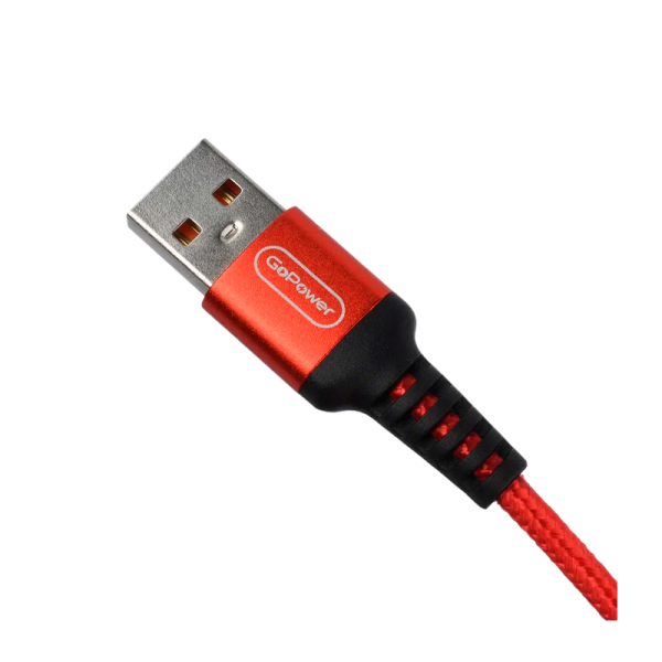 Кабель GoPower GP02T USB (m)-Type-C (m) 1.0м 2.4A нейлон красный (1/200/800)