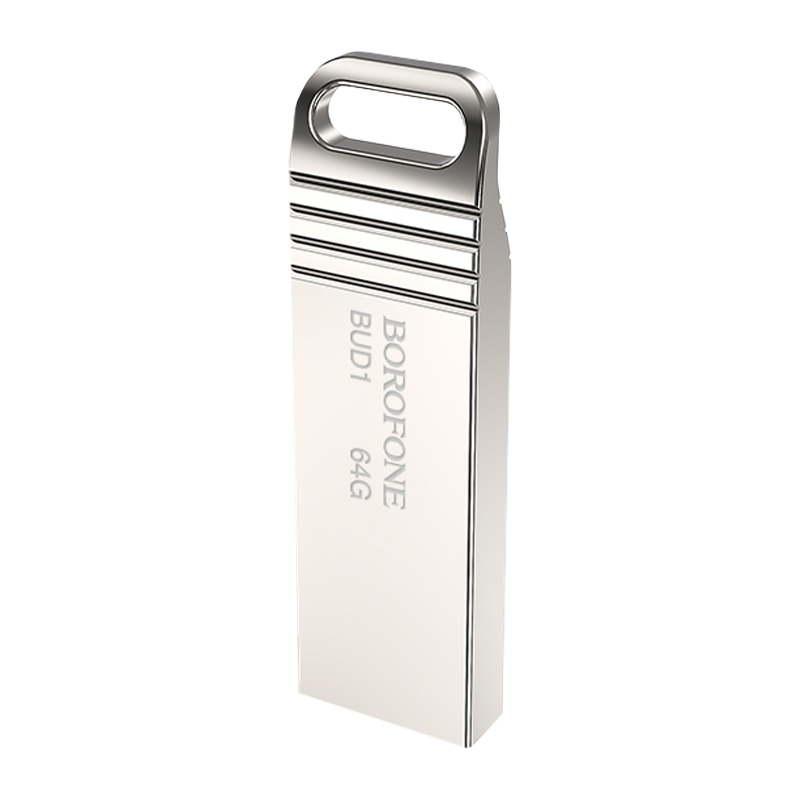 Флеш-накопитель Borofone Nimble BUD1 64GB USB2.0 металл серебряный (1/40/320)