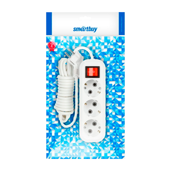 Удлинитель Smartbuy 3р.С/З 16A 5.0м с выкл. ПВС 3x1мм² белый (1/40)