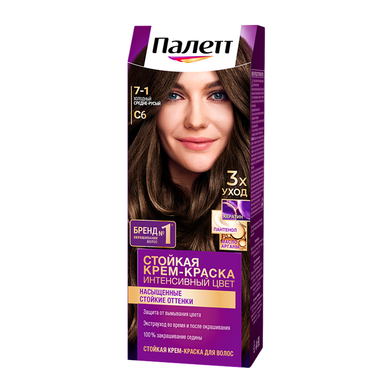 Краска для волос Schwarzkopf Palette 110мл C6 (7-1) Холодный средний русый (1/10)