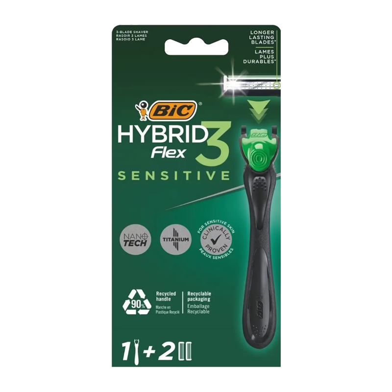 Бритва BIC "Flex 3 Hybrid" SENSITIVE 3 лезвия 2 кассеты