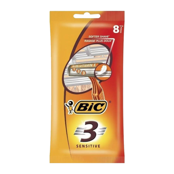 Бритва BIC "БИК 3 Sensitive" 3 лезвия пластиковая ручка 8шт. (1/20)