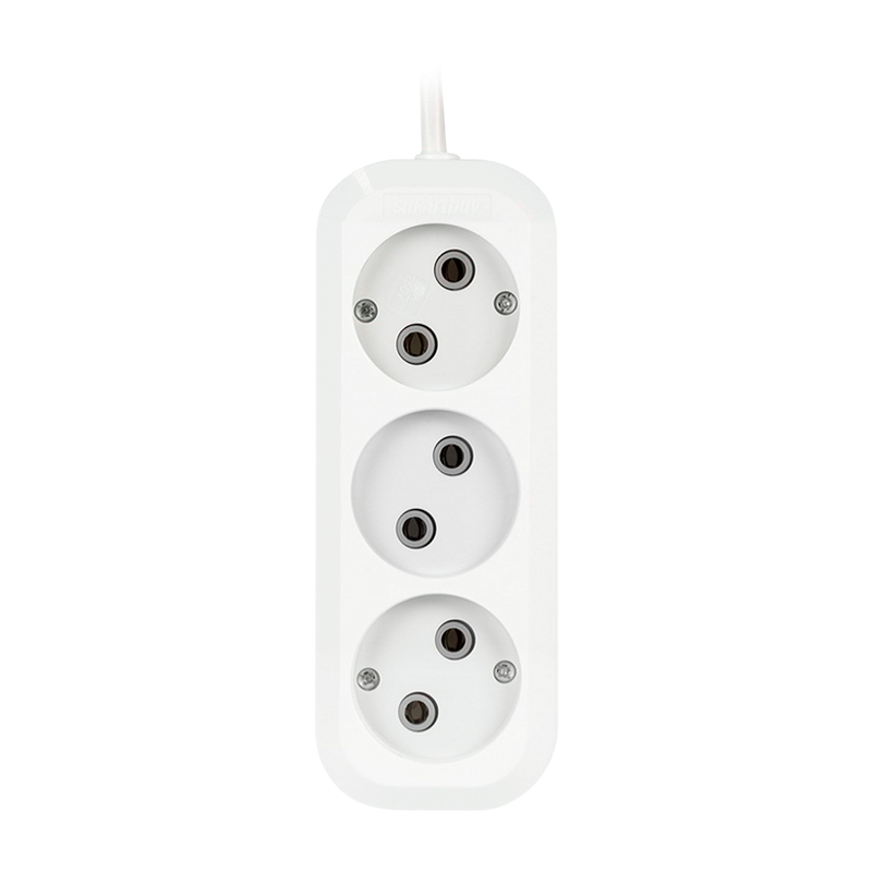 Удлинитель Smartbuy 3р.Б/З 10A 3.0м ПВС 2x1мм² белый (1/50)