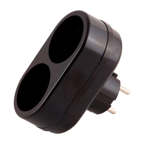 Разветвитель Toker 2Т 2р.Б/З 6A черный (1/80)