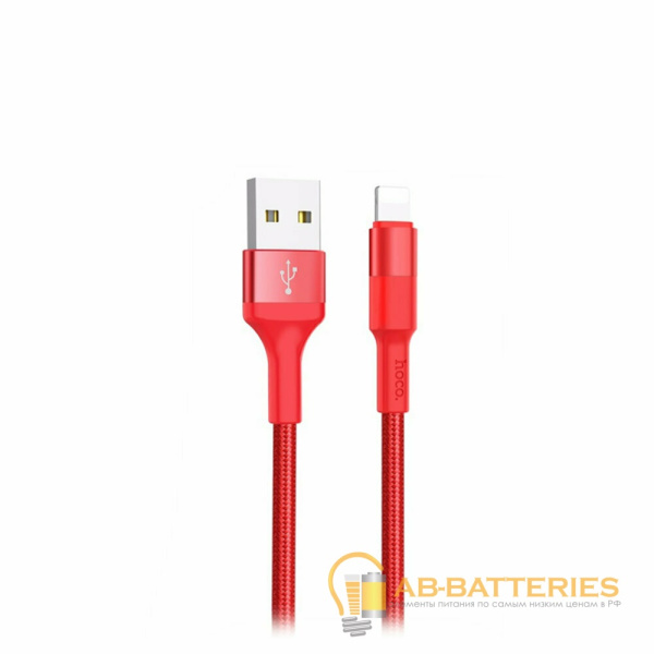 Кабель HOCO X26 USB (m)-Lightning (m) 1.0м 2.0A нейлон красный (1/30/300)