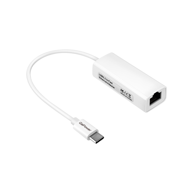Адаптер GoPower Type-C (m)-RJ-45 (f) 100 мб/с белый (1/200)