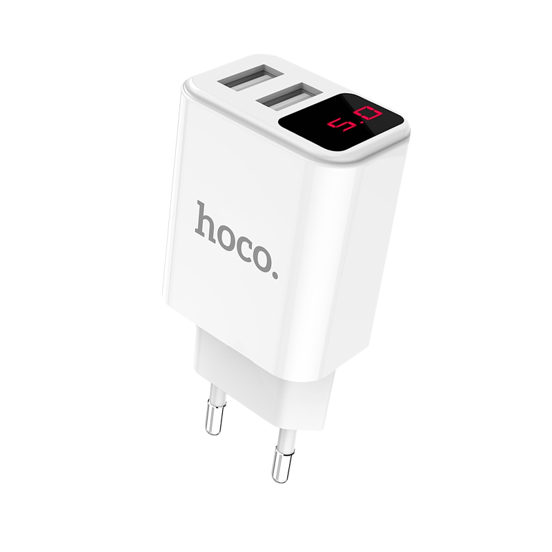 Сетевое З/У HOCO C63A 2USB 2.1A умная зарядка (IC) белый (1/21/126)