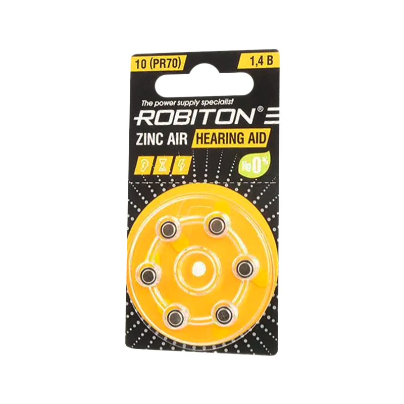 Батарейка ROBITON HEARING AID R-ZA10-BL6 10 PR70 DA230 V10 BL6