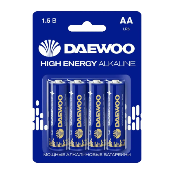 Батарейка Daewoo HIGH ENERGY LR6 AA BL4 Alkaline 1.5V (4/40/960)