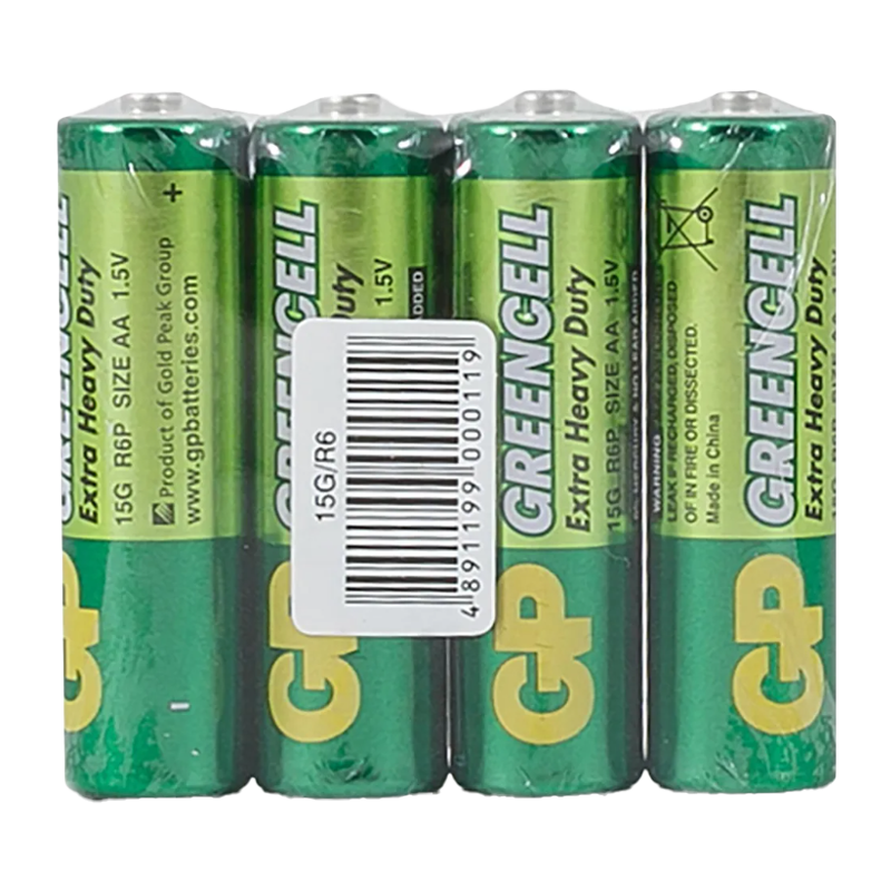Батарейка GP GreenCell R6 AA Shrink 4 Heavy Duty 1.5V (4/40/200/1000)