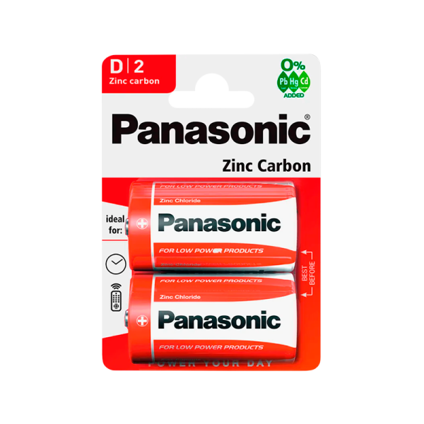Батарейка Panasonic R20 D BL2 Zinc Carbon 1.5V (2/24/120)