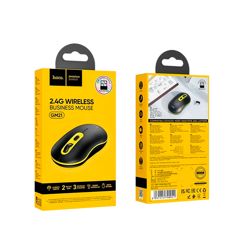 Мышь беспроводная HOCO GM21 классическая USB черный (1/13/130)