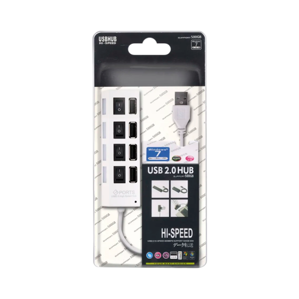 USB-Хаб Smartbuy 7204 4USB с выключателем белый