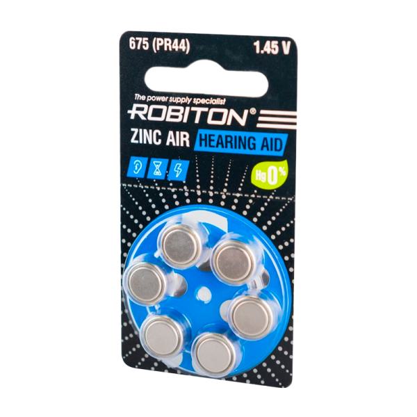 Батарейка ROBITON HEARING AID R-ZA675-BL6 675 PR44 DA675 V675A BL6