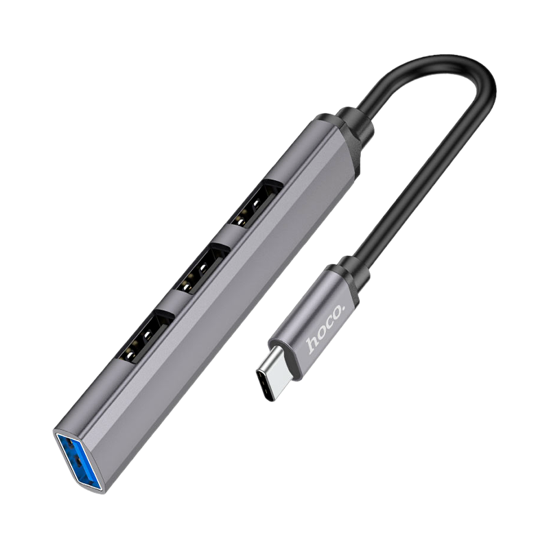 USB-Хаб HOCO HB26 4USB Type-C (m) USB3.0 серый (1/18/180)
