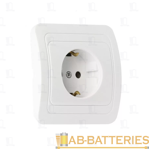 Розетка Smartbuy 1-местная с заземлением 16А белая с защ. штор. "Марс" (SBE-02w-16-S1-1Z)