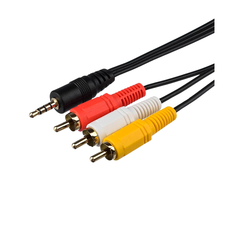 Кабель AUX GoPower Jack 3.5mm (m)-3xRCA (m) 1.0м ПВХ черный Premium Zip-Lock c подвесом (1/200)
