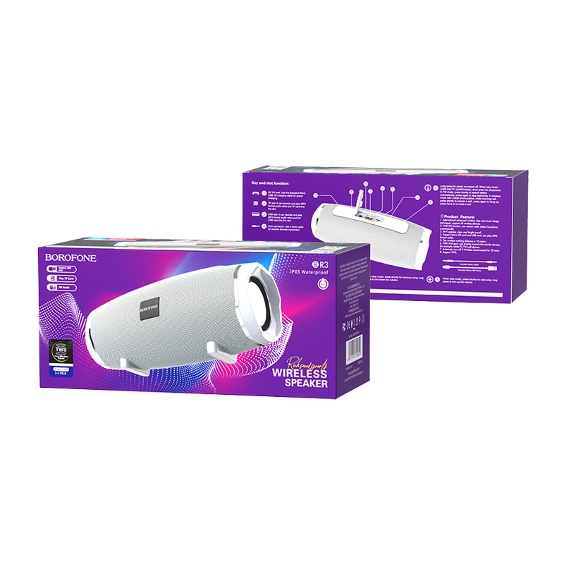 Портативная колонка Borofone BR3 bluetooth 5.0 microSD серый (1/40)