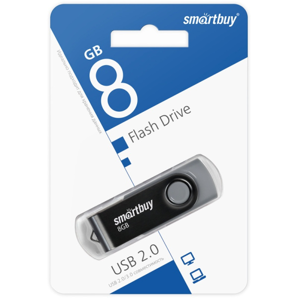 Флеш-накопитель Smartbuy Twist 8GB USB2.0 пластик черный