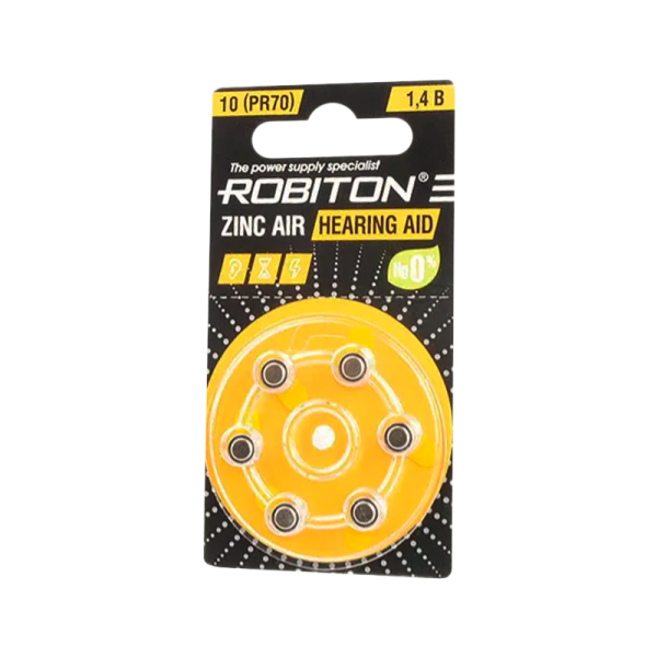 Батарейка ROBITON HEARING AID R-ZA10-BL6 10 PR70 DA230 V10 BL6